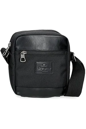 Pepe Jeans Sander Schwarze Umhängetasche 15x19,5x6 cm Polyester mit Kunstlederdetails