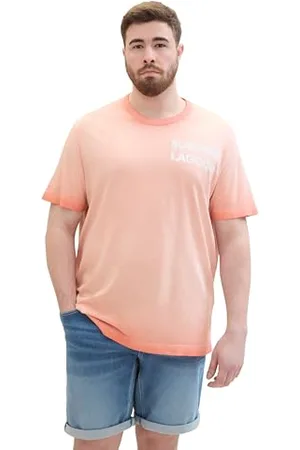 TOM TAILOR Herren Plussize Basic T-Shirt im dyed Look, Hazy Coral Rose, 4XL