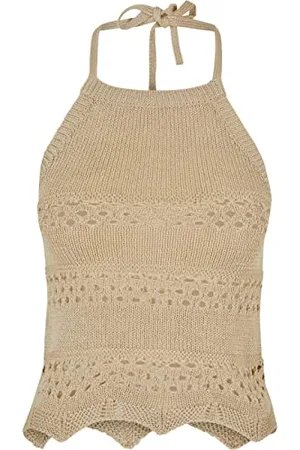 Urban classics Damen TB5495-Ladies Short Crochet Knit Neckholder Top Trägershirt/Cami Shirt, , 4XL