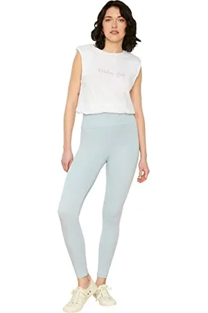 Trendyol Damen Light Blue High Waist Recovery Knitted Tights Leggings, , S EU