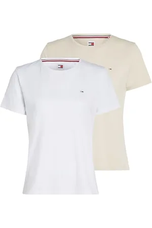 Tommy Hilfiger Damen TJW 2PACK Soft Jersey Tee DW0DW11459 Kurzarm Strickoberteile, Weiß (White/Newsprint), XXS