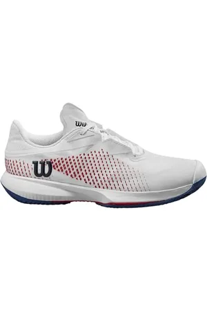 Wilson Damen KAOS Swift 1.5 Clay Tennis Shoe, White/Deja Vu Blue Red, 38 2/3 EU
