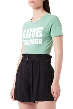 Moschino Womens Slim fit Cotton Jersey with 70s Print. T-Shirt, Green, 44