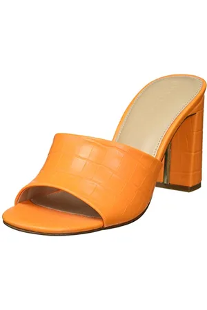 THE DROP Damen Pattie Mules mit hohem Blockabsatz, Orange, 37 EU
