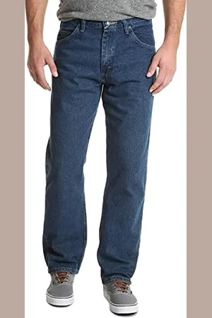 Wrangler Herren Klassische Baumwolljeans mit 5 Taschen und lockerer Passform Jeans, Dark Stonewash, 29W / 32L