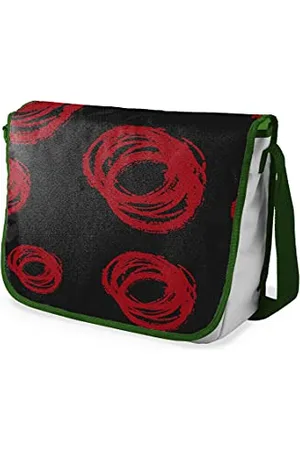 Bonamaison Le Jardin du Lin Digital Bedruckte Messenger Schultaschen mit Khaki Riemen für Mädchen und Jungen, Zurück zur Schule, Kuriertaschen für Schüler, Umhängetaschen, Größe: 29x36 Cm
