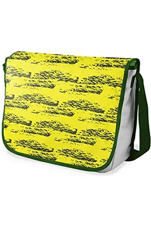Bonamaison Le Jardin du Lin Digital Bedruckte Messenger Schultaschen mit Khaki Riemen für Mädchen und Jungen, Zurück zur Schule, Kuriertaschen für Schüler, Umhängetaschen, Größe: 29x36 Cm