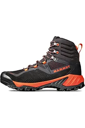 Mammut Sapuen High GTX Men | Wanderschuhe für Herren, Outdoor Schuhe für Hiking, Wasserdichte Trekkingschuhe, Gore-Tex Wanderstiefel, Atmungsaktive Bergschuhe | Black-Hot Red, 7.5