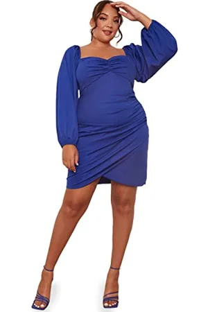 Chi Chi London Damen Minikleid in Übergröße, langärmelig, figurbetont, Kleid für besondere Anlässe, 48