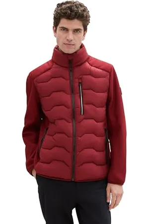TOM TAILOR Herren 1041308 Hybrid Jacke mit Stehkragen, 13721-Burgundy Dark Red, XXL