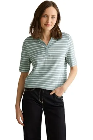 CECIL Damen B322948 Gestreiftes Piquée Poloshirt, , XXL