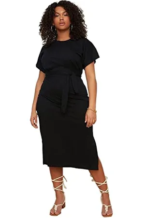 Trendyol Damen Midi Jerseykleid Slim Plus Size Kleid, , XL Größen