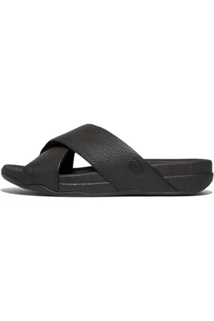 FitFlop Herren Surfer Mens Tumbled-Leather Cross Slides Schiebe-Sandalen, , 39.5 EU Weit