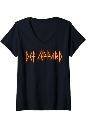 Def Leppard Klassisches Logo T-Shirt mit V-Ausschnitt