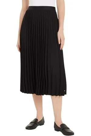 Tommy Hilfiger Damen Rock Fluid Pleated Skirt Midi-Länge, Schwarz (Black), 38
