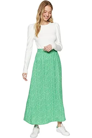 Trendyol Damen Skirt-Green-Maxi Baby Rock, 34
