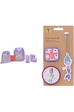 LÄSSIG 7-teiliges Schulranzen Set Kinder/School Set Flexy Unique & Anhänger und Patches Set/School Patches Set, Mermaid