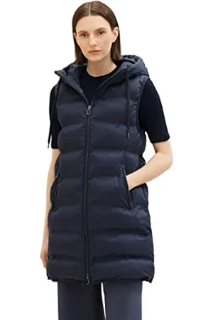 TOM TAILOR Damen Longstyle Lightweight Steppweste, sky captain blue, XXL