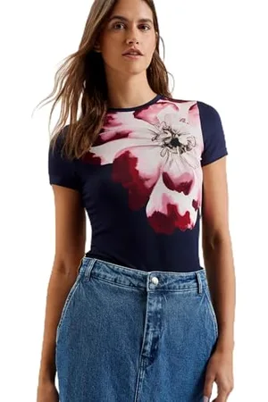 Ted Baker Damen WMB-LOUANNN-Printed Short Sleeve Fitted Tee T-Shirt, , 36
