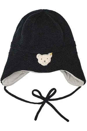 Steiff Unisex Baby Bommel Beanie-Mütze, Navy, 43