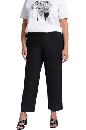 Ulla Popken Damen 7/8-Chinohose Ruby, Elastikbund, weites, gerades Bein Freizeithose, , 53W / 32L