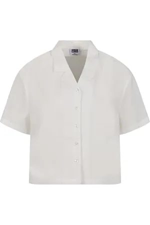 Urban classics Damen Bluse Ladies Seersucker Shirt, weite Bluse für Frauen, Kurzarm, white, 3XL