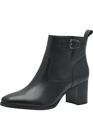 Marco Tozzi Damen Stiefeletten mit Absatz aus Leder mit Reißverschluss, (Black), 36 EU