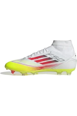 adidas Damen F50 League Mid Football Boots FG/MG Women Fußballschuhe, Cloud White/Lucid Red/Solar Yellow