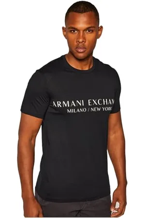 Armani Exchange Herren Short Sleeve Milan New York Logo Crew Neck T-Shirt, , Mittel