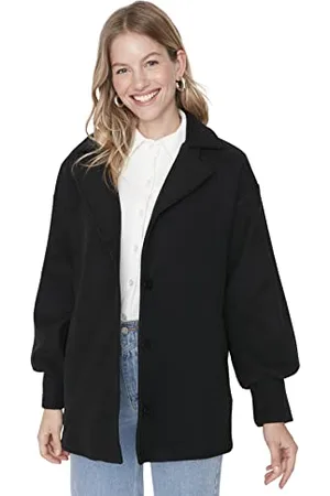 Trendyol Damen Damen Oversize Basic Plain Webstoff Mantel Coat, , 38 EU