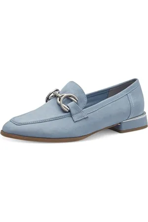 Marco Tozzi Damen Loafer mit Absatz Elegant Vegan, Blau , 37 EU