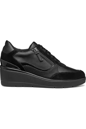 Geox Damen D ILDE A Sneaker, Black, 38 EU