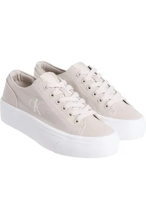 Calvin Klein Damen Vulc Flatform CV MG YW0YW01763 Low Top, Beige (Eggshell/Creamy White), 40 EU