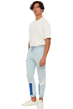 Trendyol Herren Blue Male Regular Fit Tire Tice Paneled Tracksuit Sweatpants, , S EU