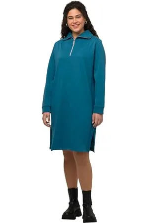 Ulla Popken Damen Sweatkleid mit Troyerkragen Kleider, , 54-56