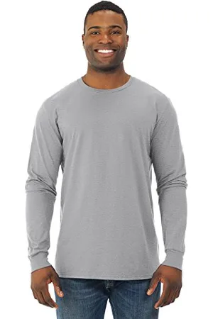 Fruit Of The Loom Leichte Herren-T-Shirts aus Baumwolle (Kurze und Lange Ärmel), Langarm – 2er-Pack – Heather Grey, Mittel