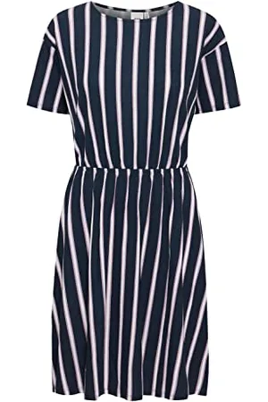 Ichi IHLISA Damen Freizeitkleid Kleid Kurzarm mit Rundhalsausschnitt und Allover-Print, Größe:L, Farbe: