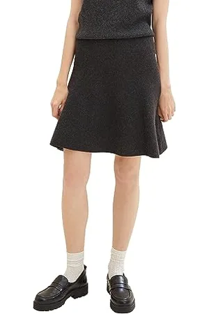 TOM TAILOR Damen 1038743 Skater Mini-Rock, 10522-Shale Grey Melange, XL