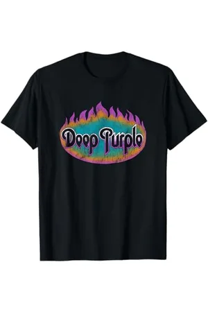 Deep Purple Klassisches T-Shirt mit Logo in Flammen - Unisex Erwachsene, , S