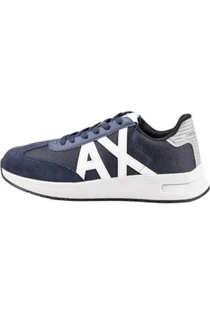 Armani Exchange Herren Cow Suede Inserts, Sole Logo, Lace up Sneaker, Navy/White, 42.5 EU