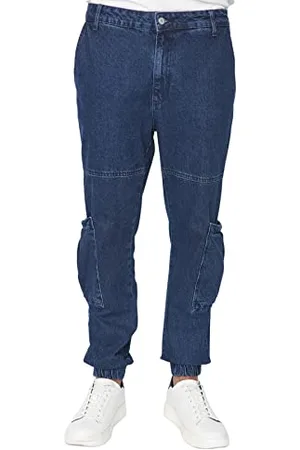Trendyol Herren Herren Young Mittlerer Bund Jogger Jeans, Marineblau, 32 EU
