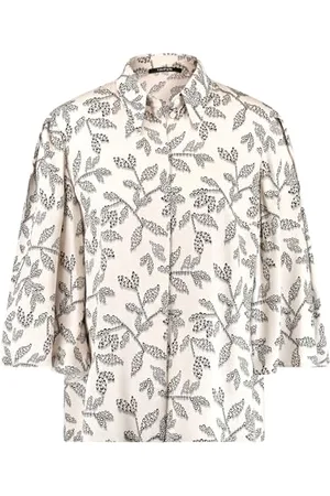 Taifun Damen Satinbluse mit ausgestelltem 3/4 Arm 3/4 Arm, weiter Arm floral 38