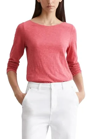 Marc O’ Polo Marc OߴPolo Damen Langarmshirt aus Bio-Baumwolle mit U-Boot-Ausschnitt, Rosa , XS