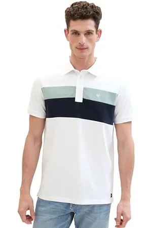 TOM TAILOR Herren Piqué Poloshirt mit Blockstreifen, , XL