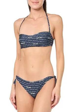Emporio Armani Damen Logomania Band & Bow Brazilian Bikini Set, , XL