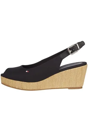 Tommy Hilfiger Damen Wedge Espadrilles Iconic Elba Sling Back Wedge Keilabsatz, (Black), 37 EU