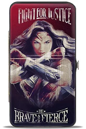 Buckle Unisex Erwachsene Scharnier – Wonder Woman Stars/Gesicht Halbone Blau/Rot/Gelb/Weiß, Geldbörse, , 7 x 4 US