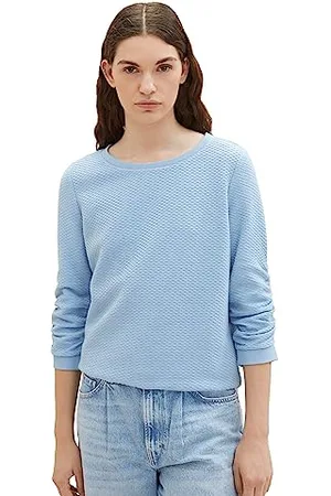TOM TAILOR Damen Sweatshirt mit Raffarm & Struktur, , XS