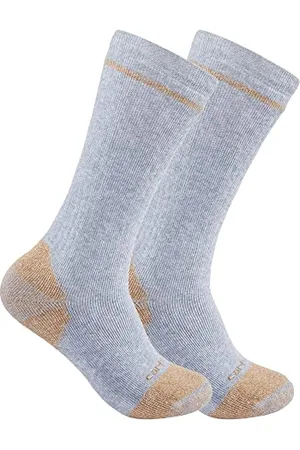 Carhartt Mens Midweight Cotton Blend Steel Toe Sock 2 Pack, Grey, Large