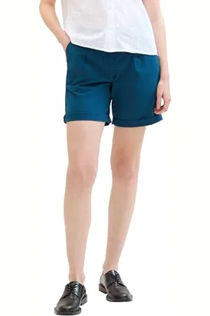 TOM TAILOR Damen Chino Bermuda Shorts , Moss Blue, 32
